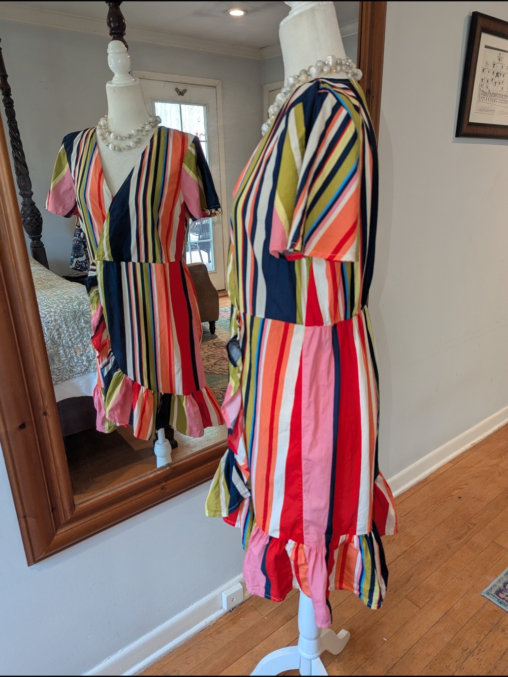 Bright Multi-Stripe Ruffle Dress - Picture 3 of 8